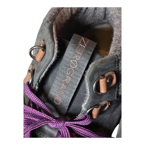 Cole Haan Women’s ZERØGRAND Waterproof Hiker Boots Black Leather Suede 9.5B - Picture 3 of 14